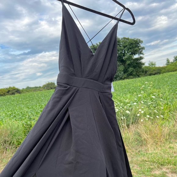 Black spaghetti strap jumpsuit w/ double slits - Picture 4 of 6